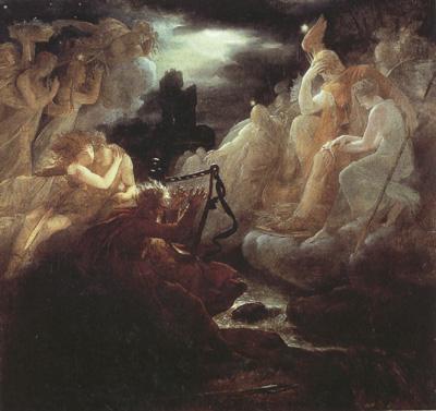 Francois Gerard Ossian on the Bank of the Lora,Invoking the Gods to the Strains of a Harp (mk22) oil painting image